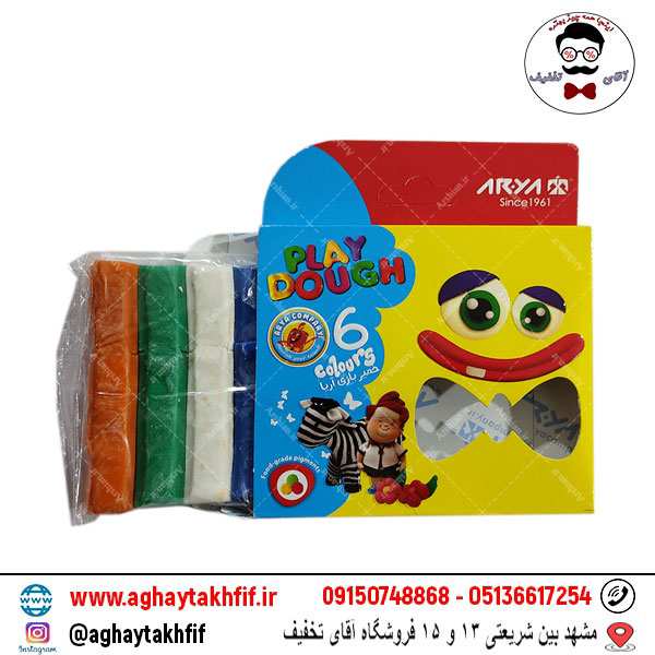 خمیر 6 رنگ مقوایی آریا