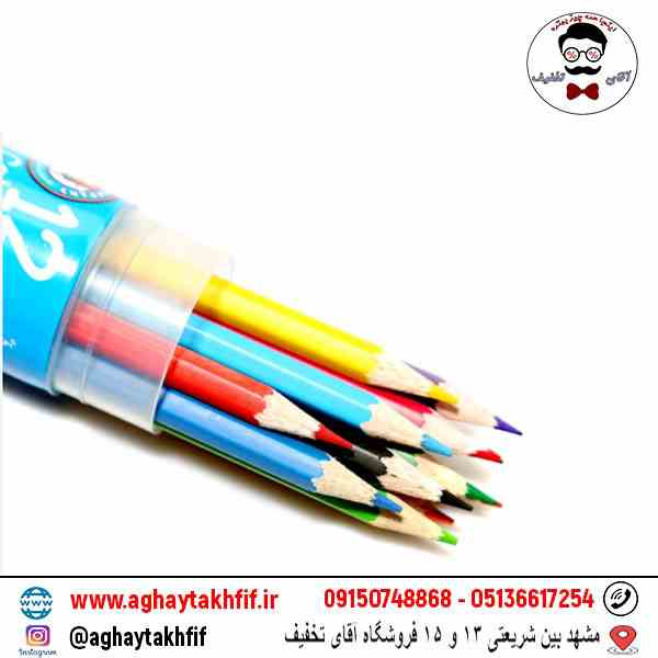مداد رنگی 12 تایی استوانه آریا